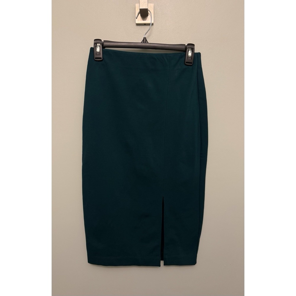 Ann Taylor Pencil Skirt Women's Size XS Green Knit Long Stretch Workwear Slit